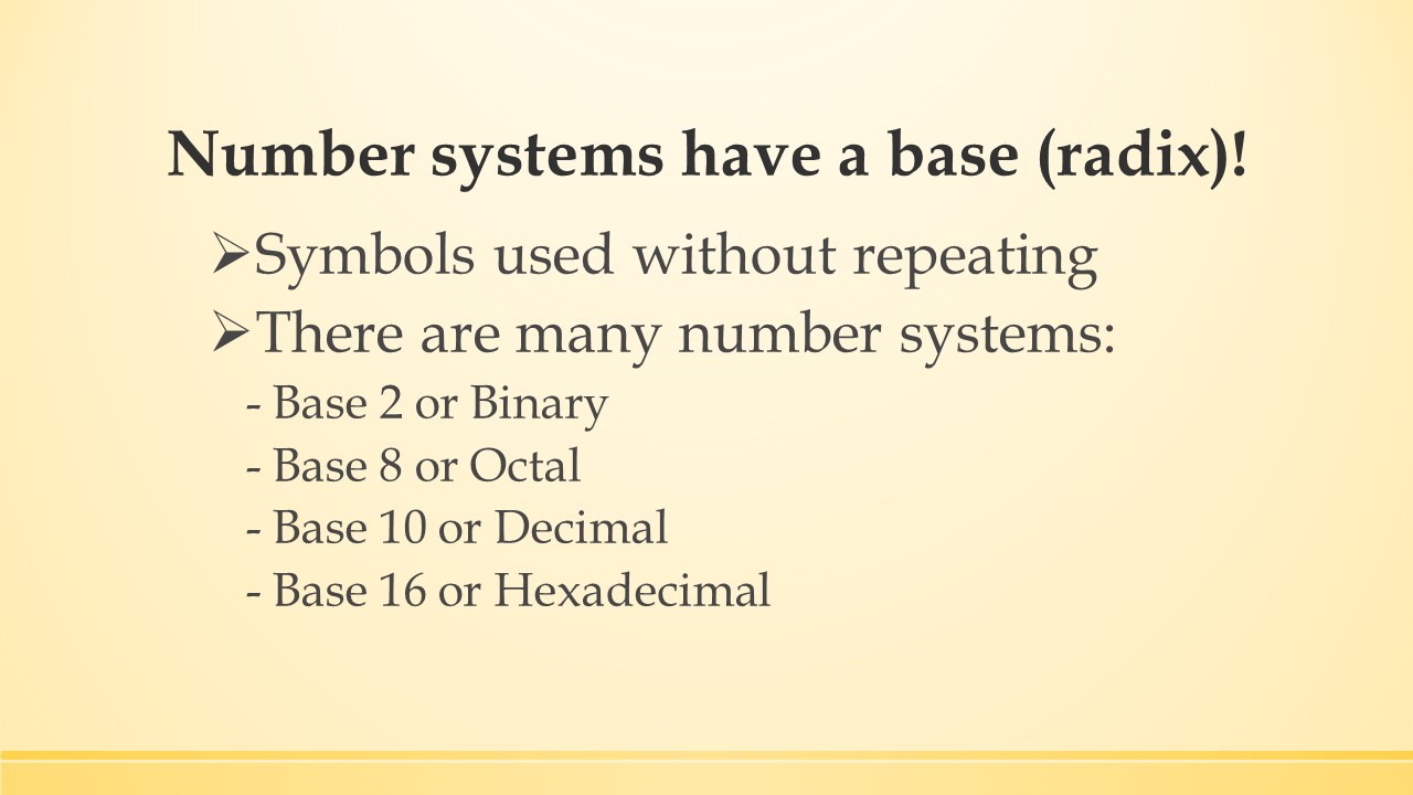 Definition of number system's base slide