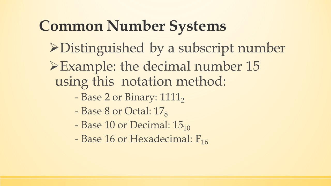 Using different number systems in the same context.