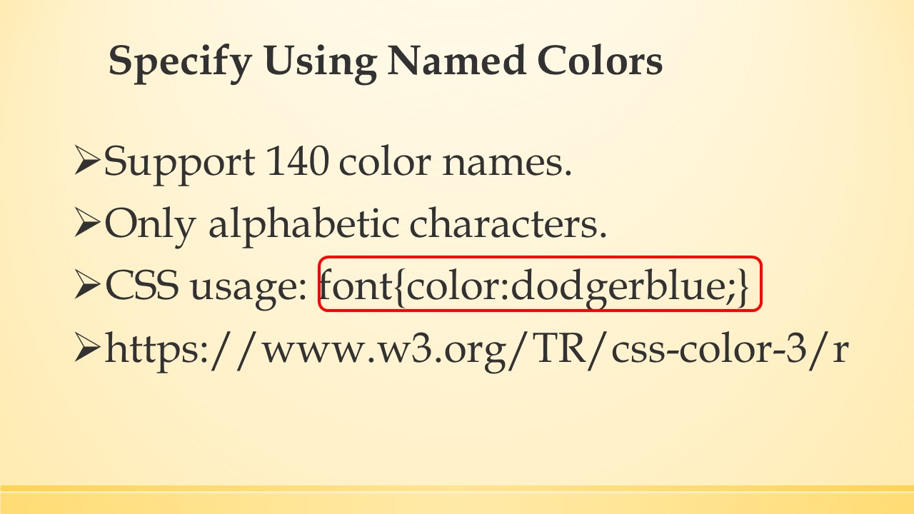 How to write the code using named colors.