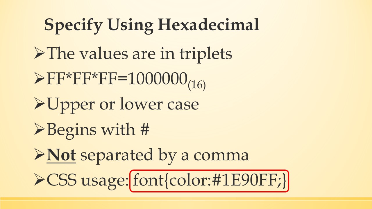 How to write the code using HEX.